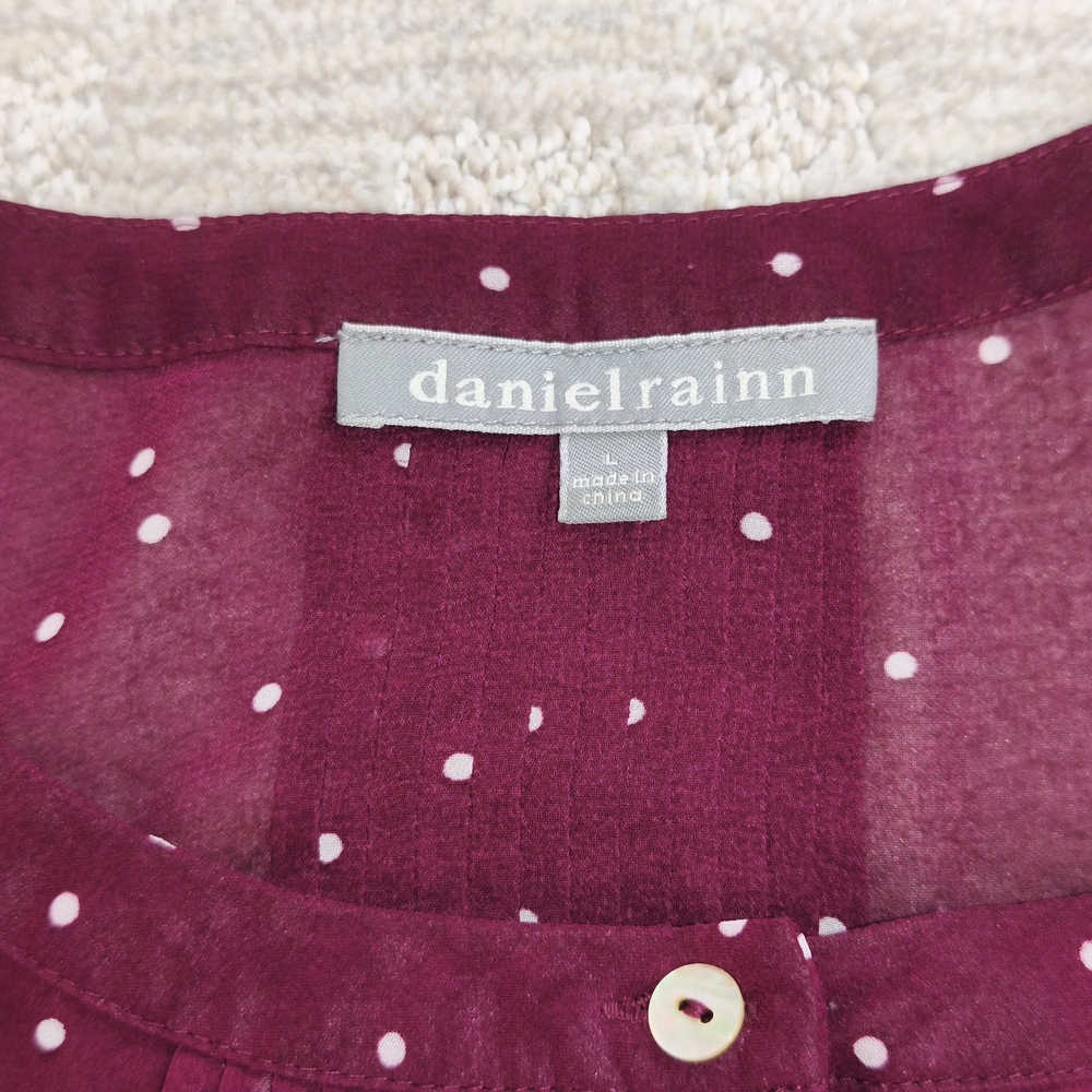 Daniel Rainn Women's Blouse Size L  Burgundy Sleeve 3/4 Crew Neck - Picture 6 of 9